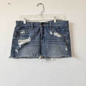 Abercrombie & Fitch Micro Mini Skirt Denim Jean Distressed Thrashed Ripped Y2K 4